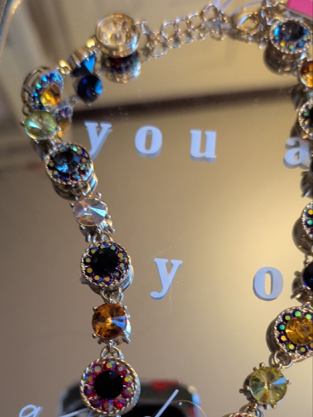 Christian Siriano multicolor crystal station necklace - pink, black, yellow - Picture 5 of 5